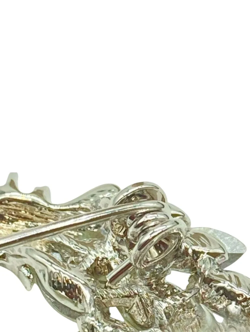 Vintage Signed Figural Rooster Brooch AB Rhinestone Pearl Belly Pin